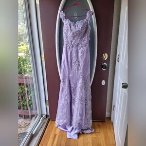 Elegant Lavender Lace Gown